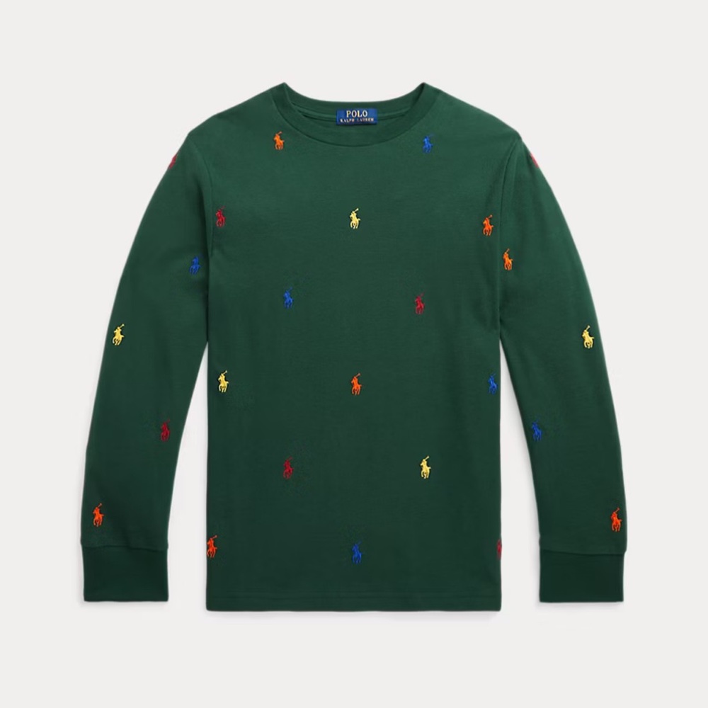 Polo by Ralph Lauren Dark Green Crewneck with Multicolor Embroidery